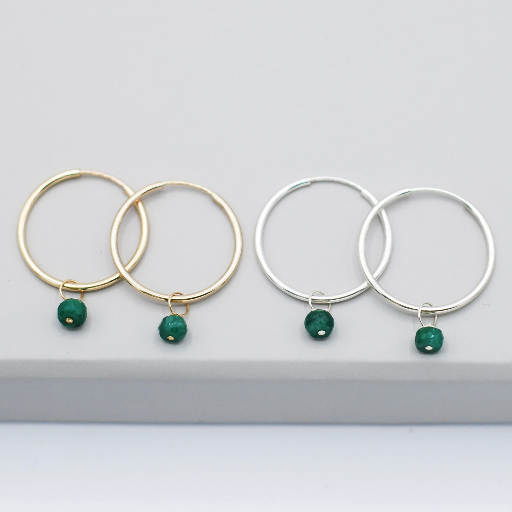 Hoops & May Emerald Birthstone Drops - Jewel Ya