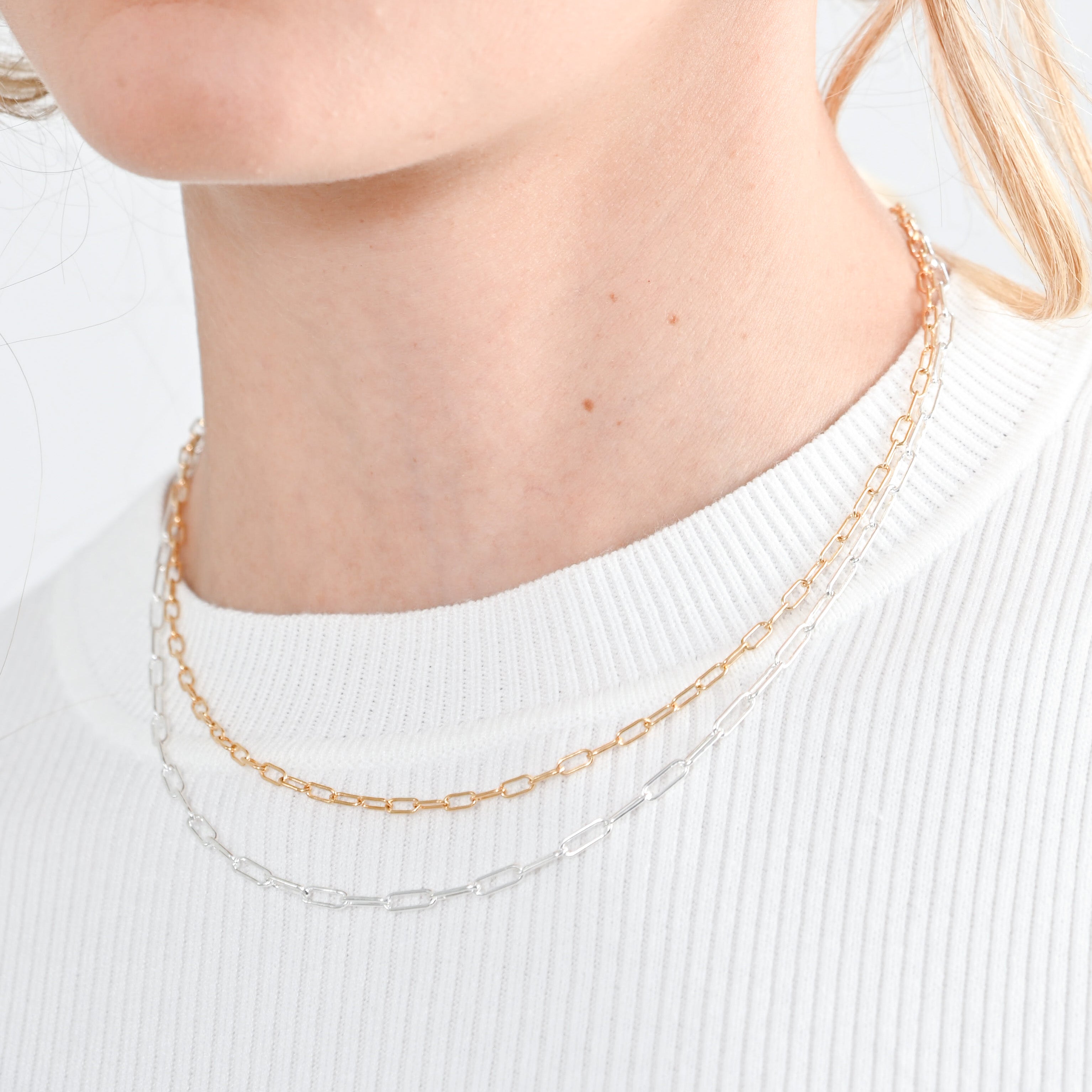 14k Gold Filled Small Paper Clip Layering Chain - Jewel Ya