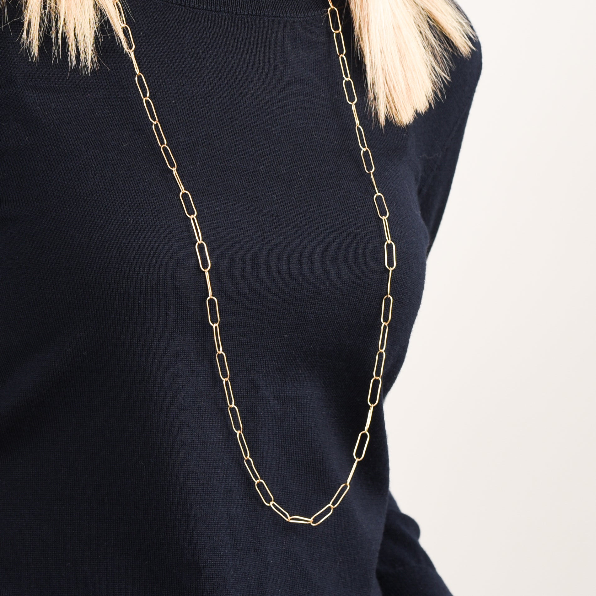 14k Gold Filled Extra Large Paper Clip Long Layering Chain - Jewel Ya