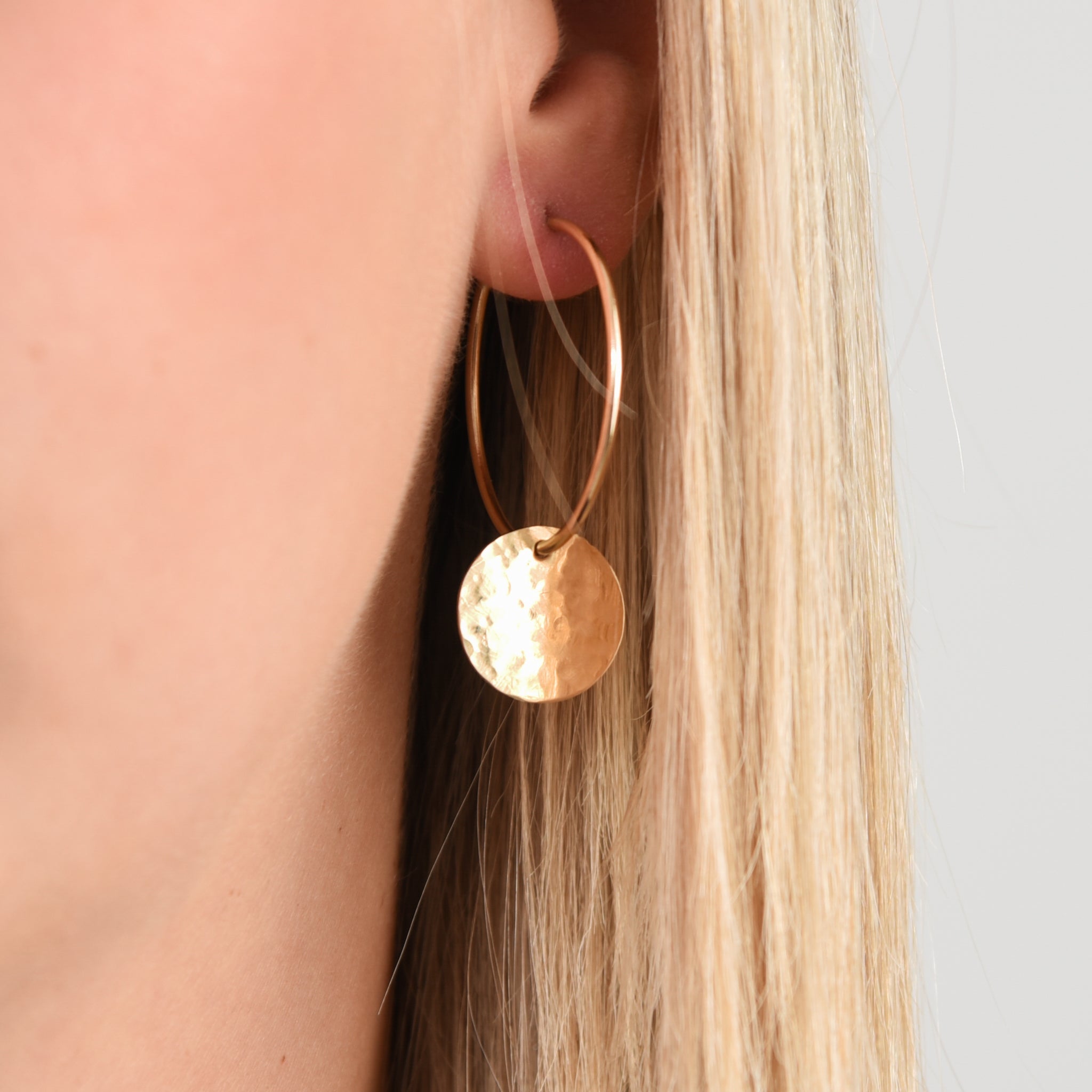 Hoops & 14k Gold Filled Hammered Hoop Drops - Jewel Ya