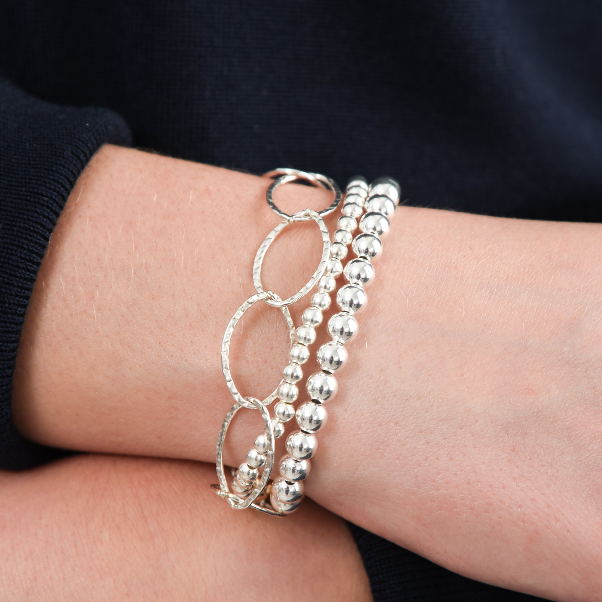 6mm Sterling Silver Beaded Bracelet - Jewel Ya