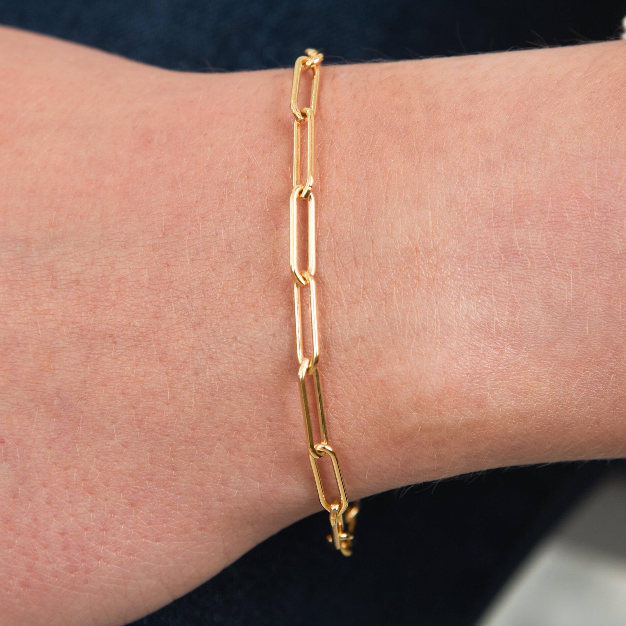 14k Gold Filled Large Paper Clip Chain Bracelet - Jewel Ya