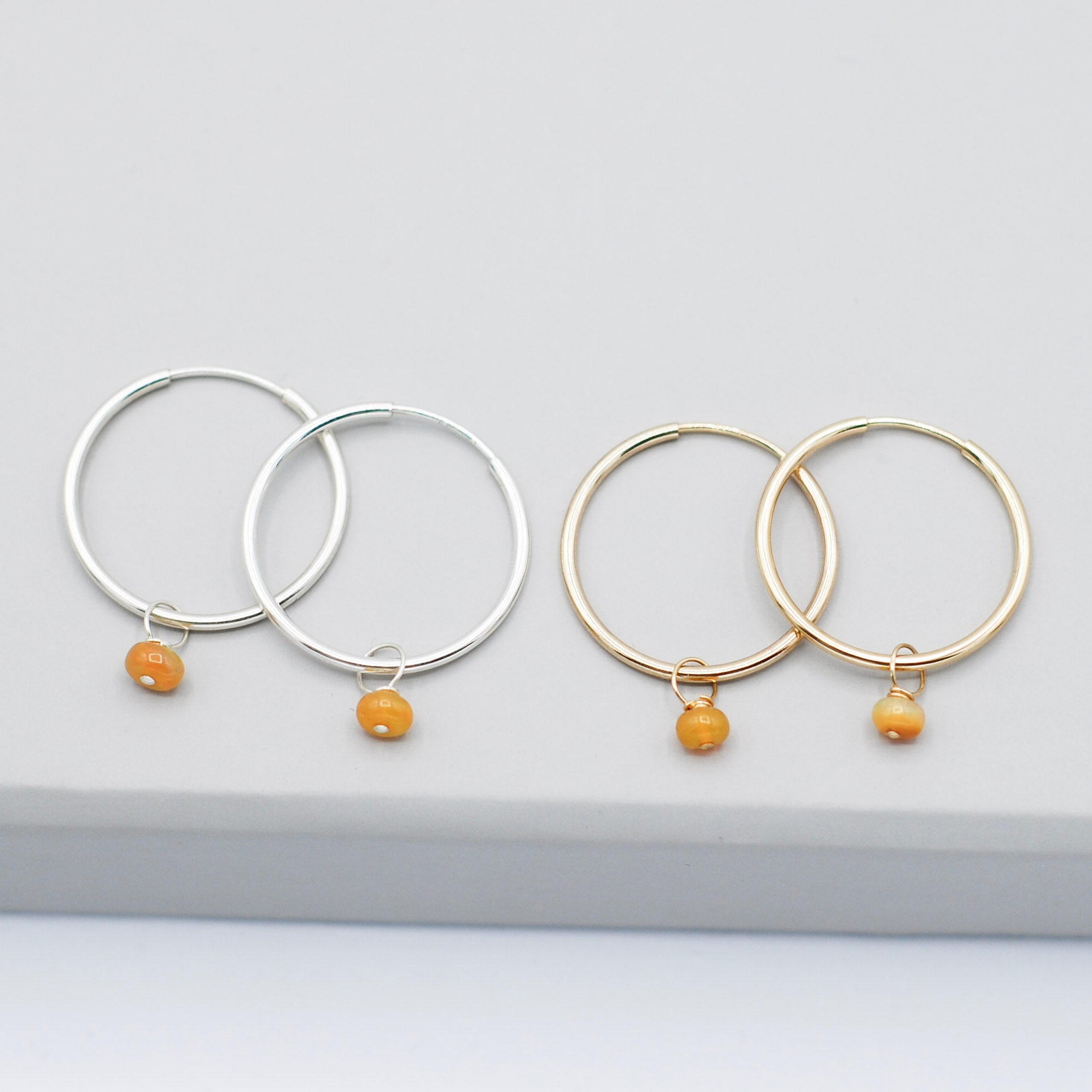 Hoops & October Opal Birthstone Drops - Jewel Ya