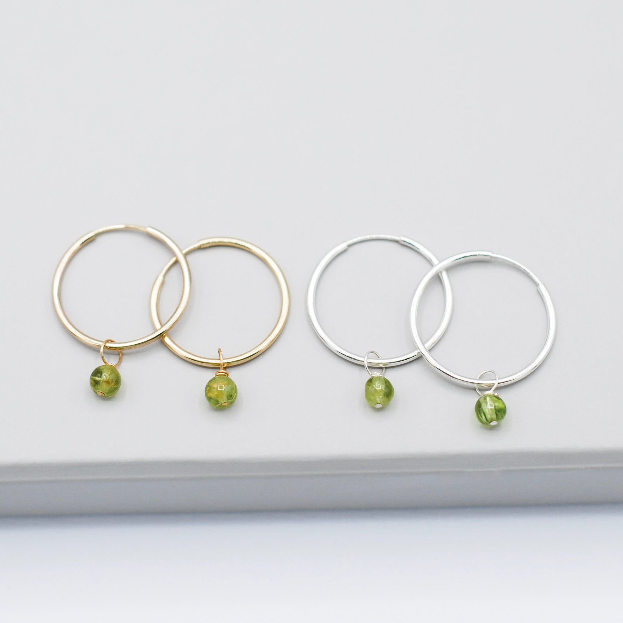 Hoops & August Peridot Birthstone Drops - Jewel Ya