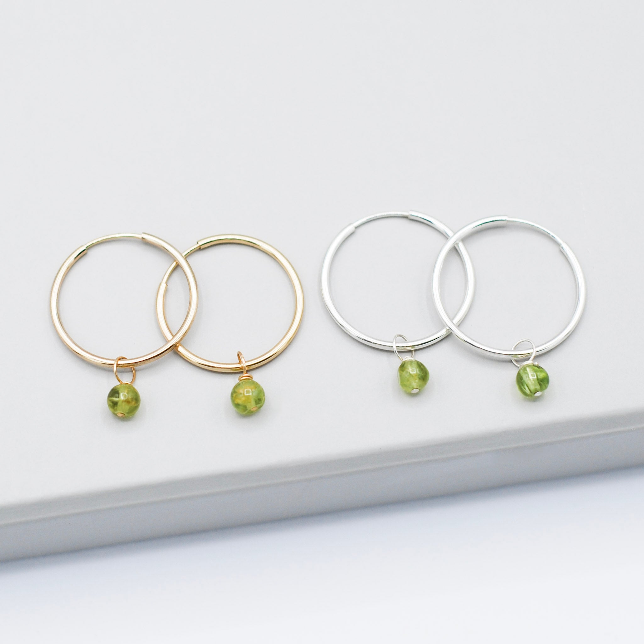 August Peridot Birthstone Endless Hoop Set - Jewel Ya