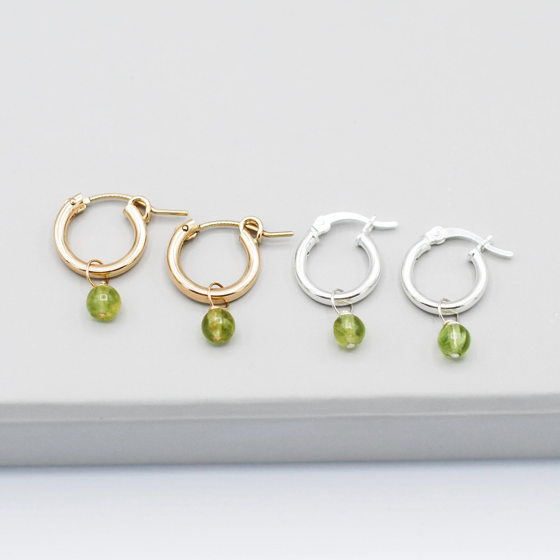 August Peridot Birthstone Tube Hoop Set - Jewel Ya