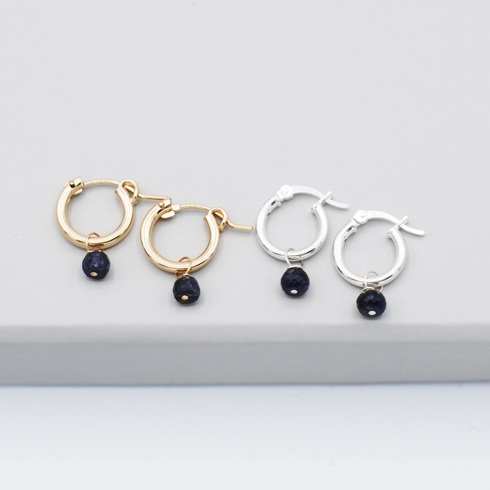 September Sapphire Birthstone Tube Hoop Set - Jewel Ya