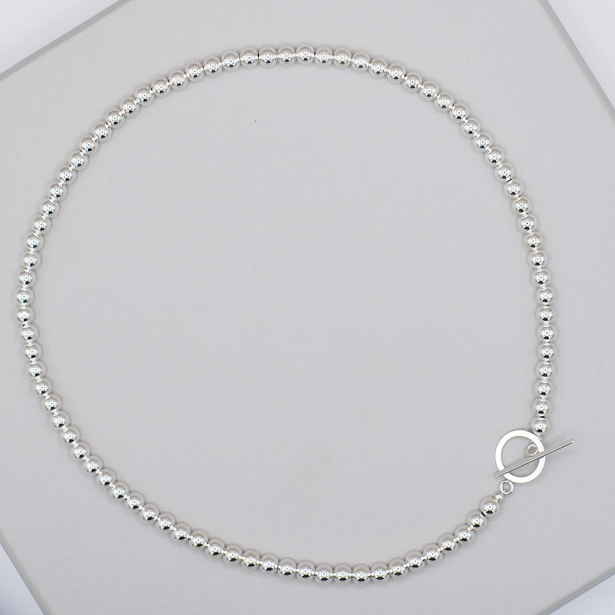 6mm Sterling Silver Beaded Lux Toggle Necklace - Jewel Ya