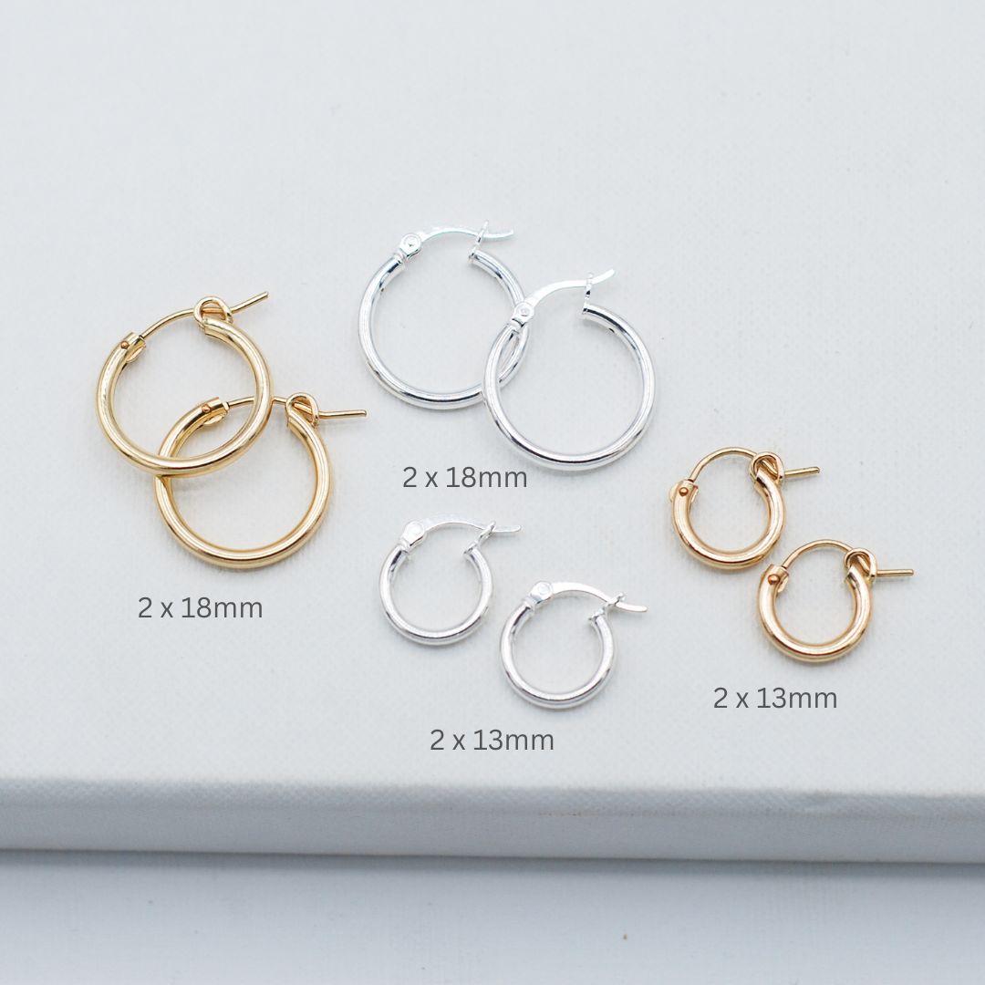 14k Gold filled Tube Hoops & Mother of Pearl Clover Drops - Jewel Ya