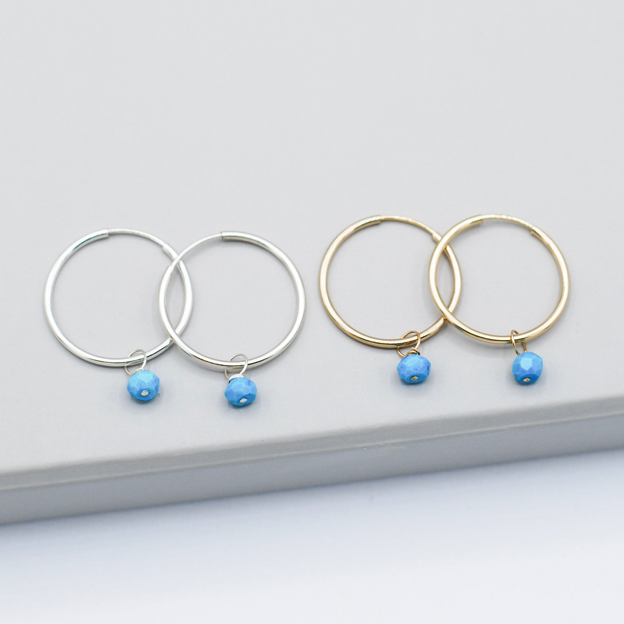 December Turquoise Birthstone Endless Hoop Set - Jewel Ya