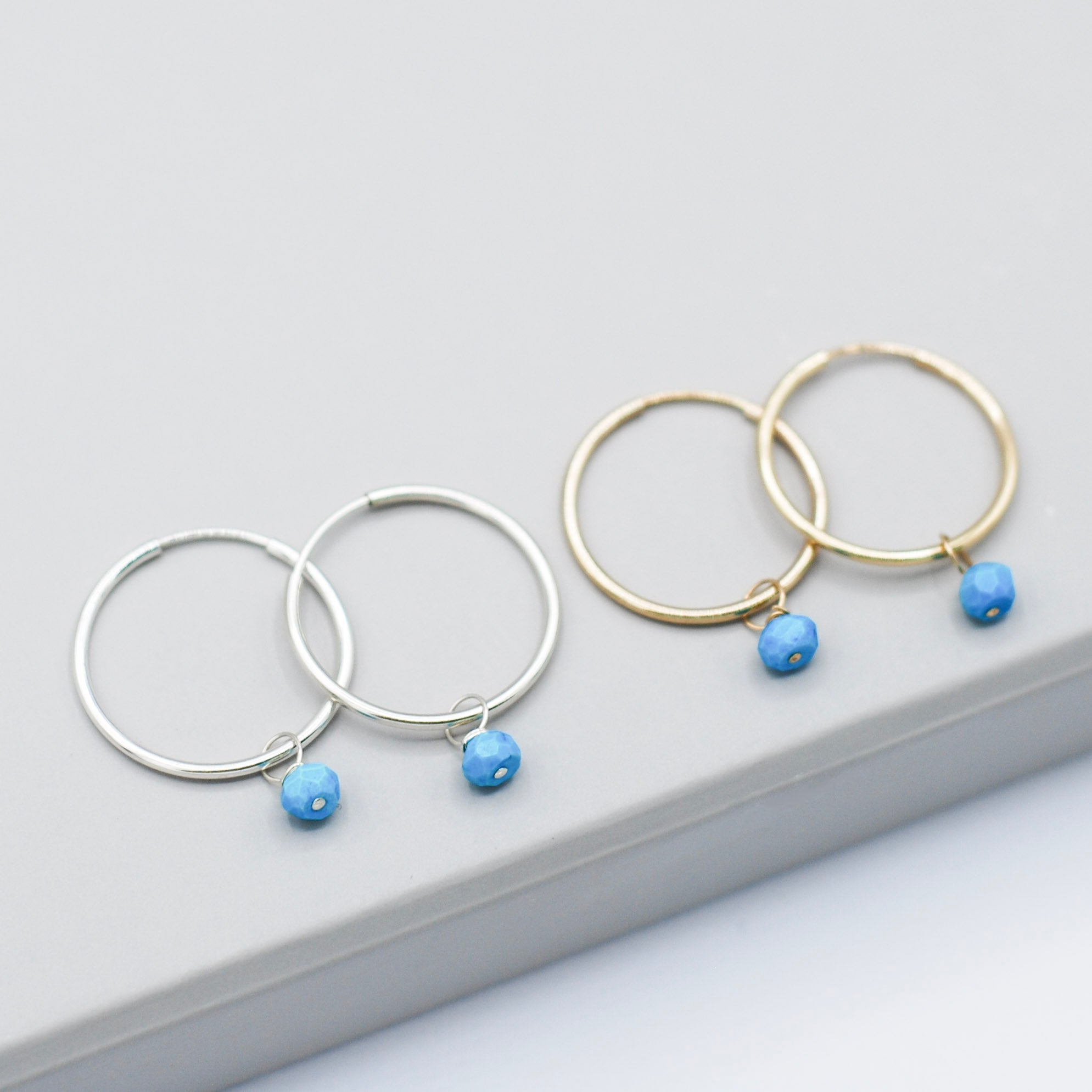 December Turquoise Birthstone Endless Hoop Set - Jewel Ya