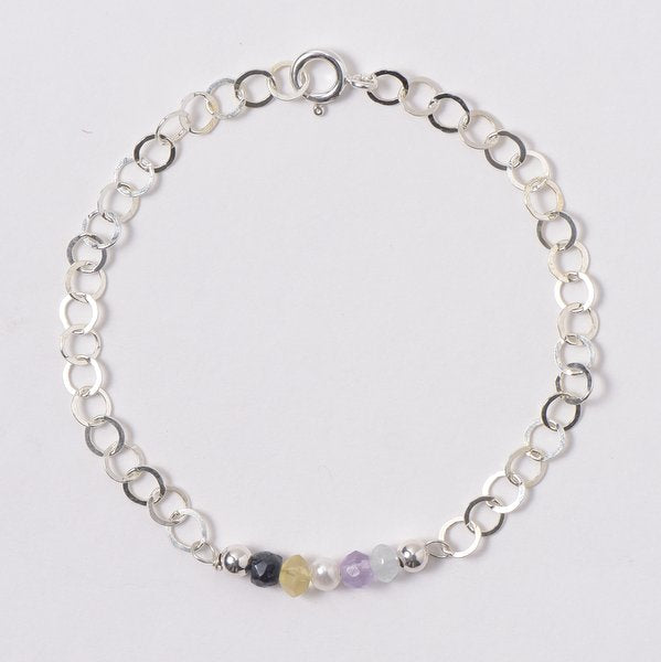 Custom Sterling Silver & Birthstone Bracelet