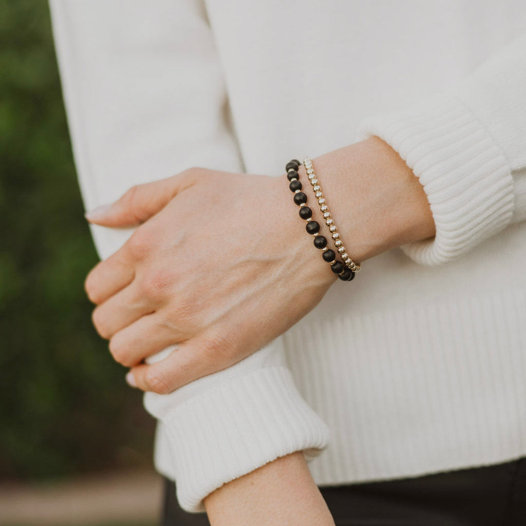 Matte Black & 14k Gold Filled Bracelet Stack - Jewel Ya