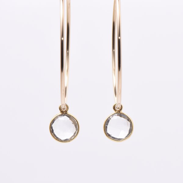 Crystal Quartz Hoop Drops