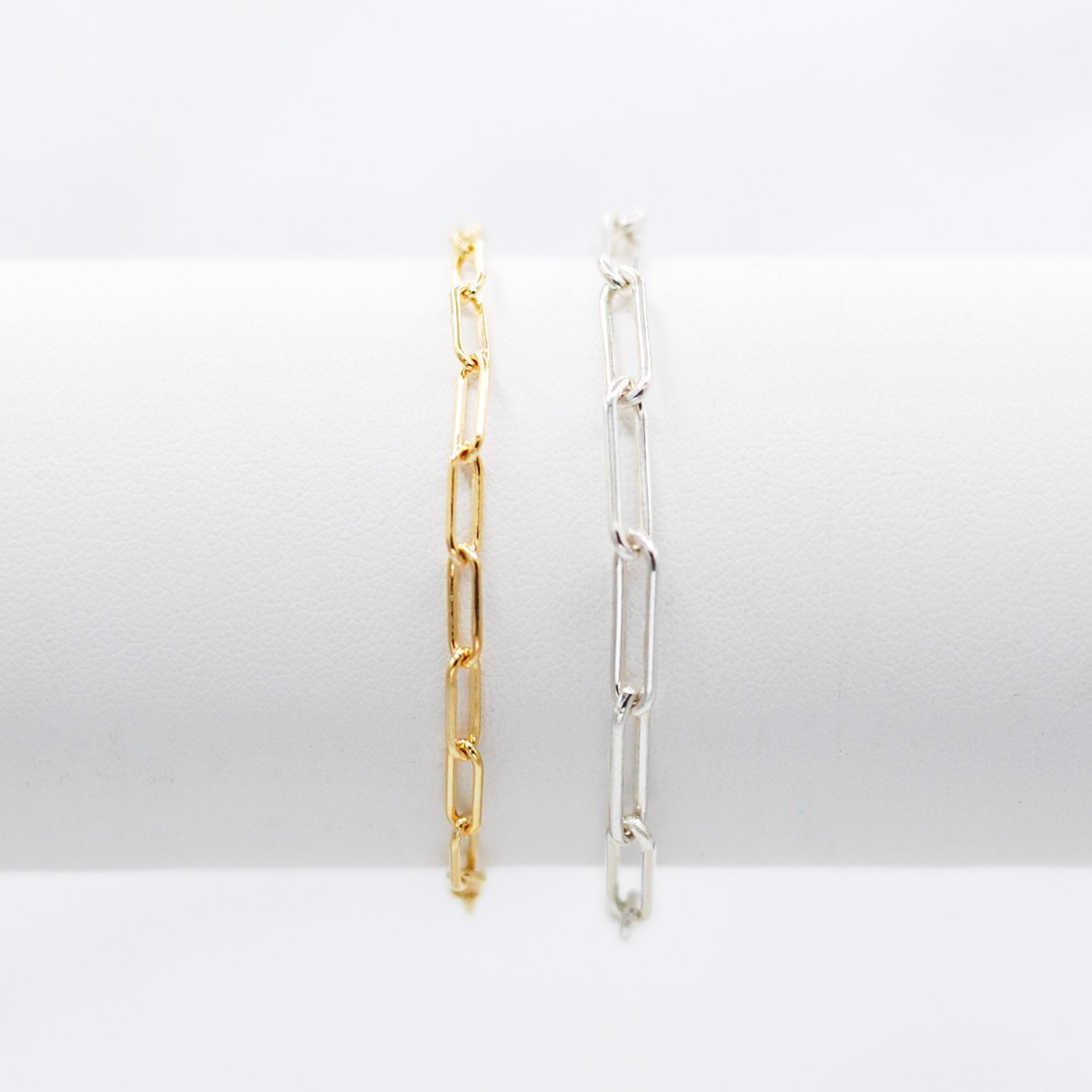 Sterling Silver & 14k Gold Filled Paper Clip Bracelet Set - Jewel Ya