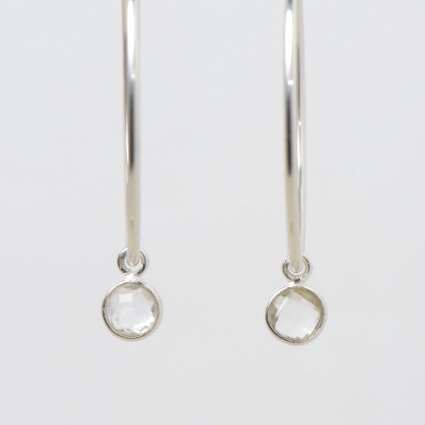 Crystal Quartz Hoop Drops