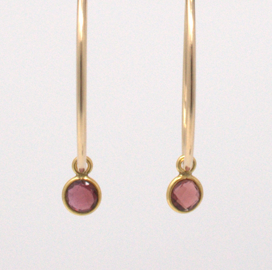 Garnet Hoop Drops