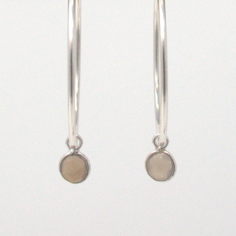 Gray Moonstone Hoop Drops