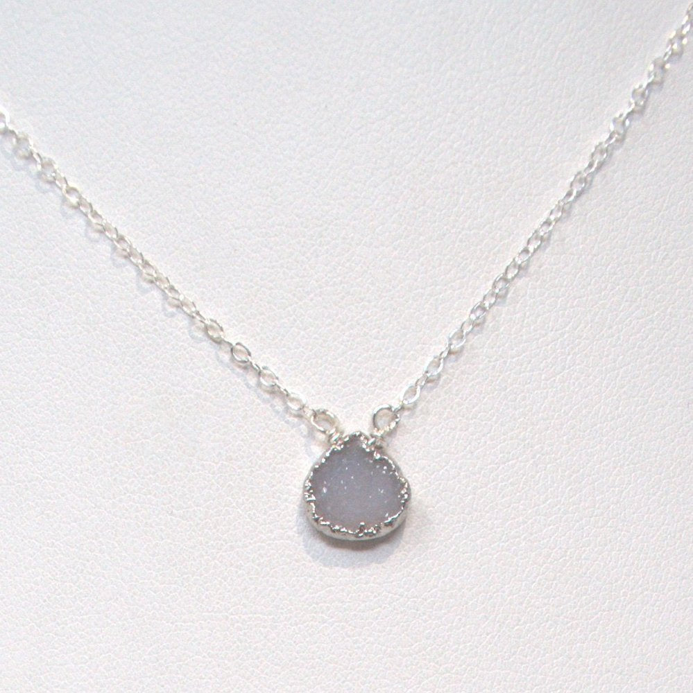 White Druzy & Sterling Silver Necklace