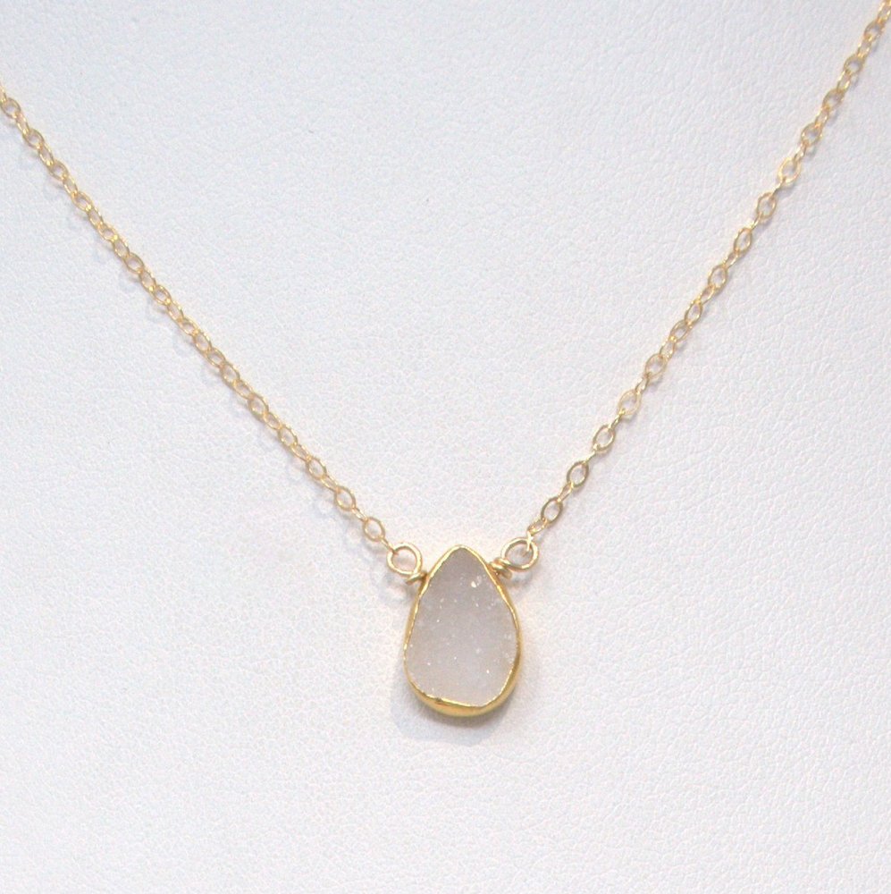 White Druzy & Goldfill Necklace