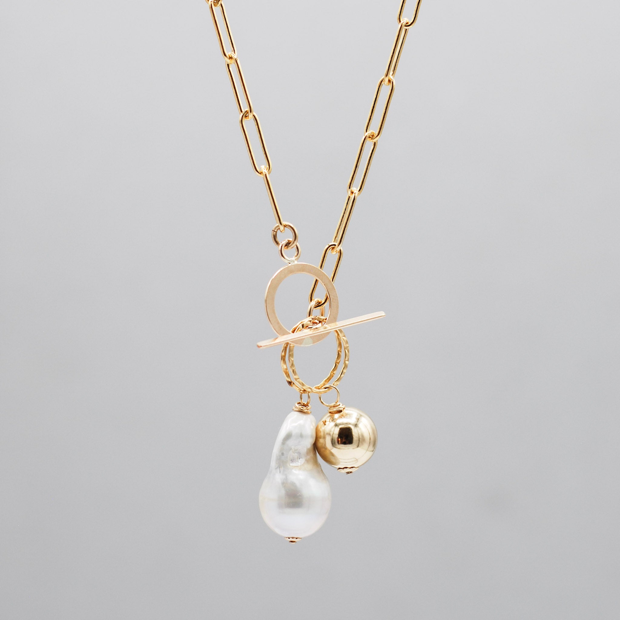 14k Gold Filled Large Toggle Necklace & Charm Set - Jewel Ya