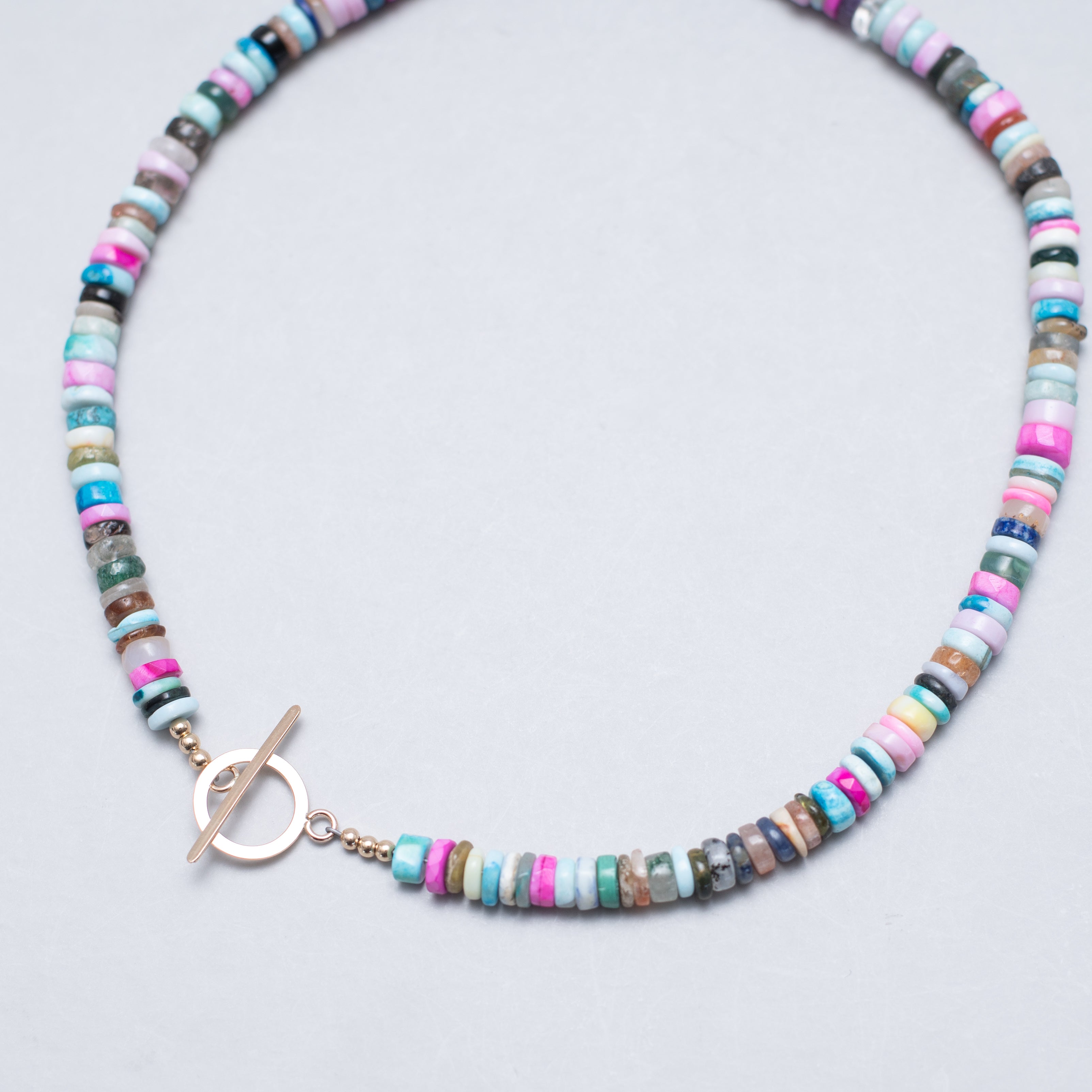 Disco Opal + Gemstone Slice Necklace