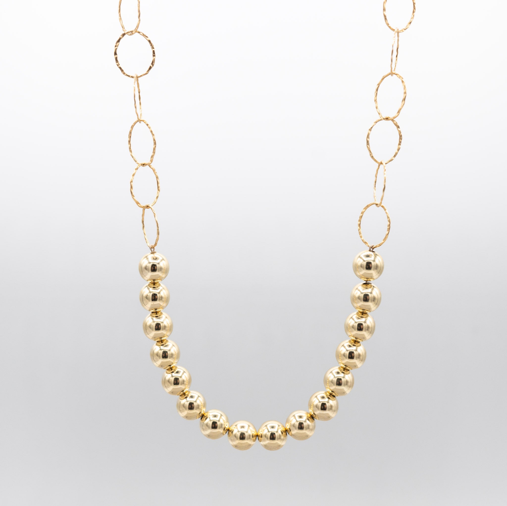 10mm 14k Gold Filled Beaded Lux & Chain Necklace