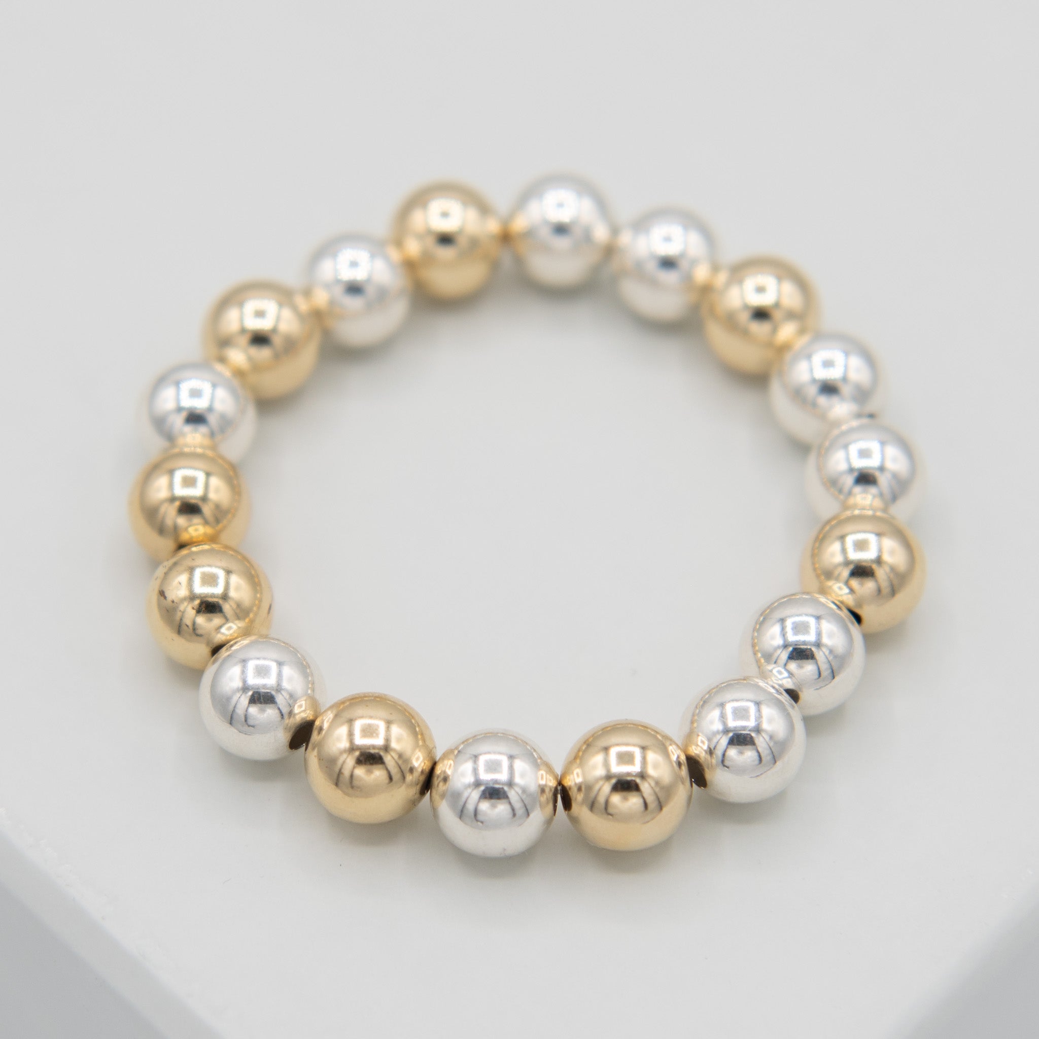 Polished Silver and Gold Beaded Bracelet w/ 14kt Gold Filled store Magnetic Closure