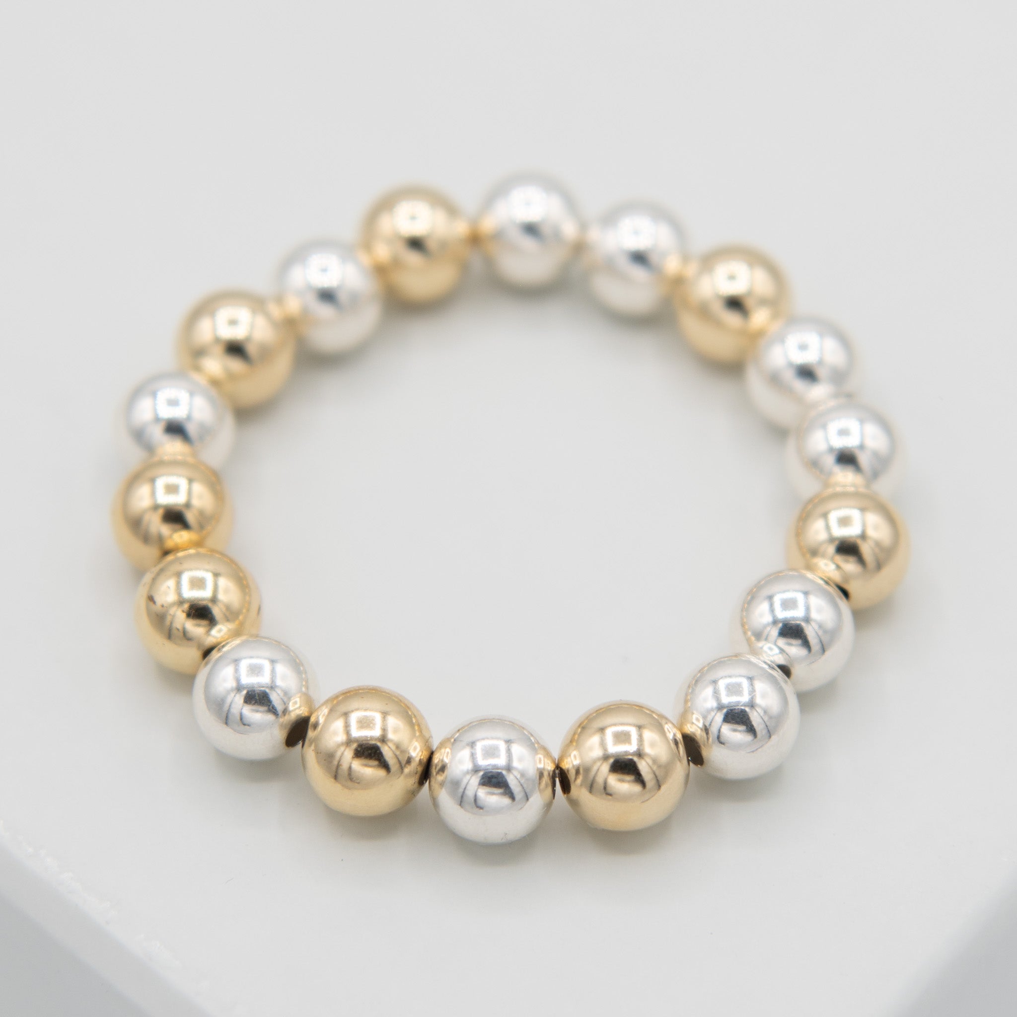 10mm Sterling Silver & 14k Gold Filled Bracelet