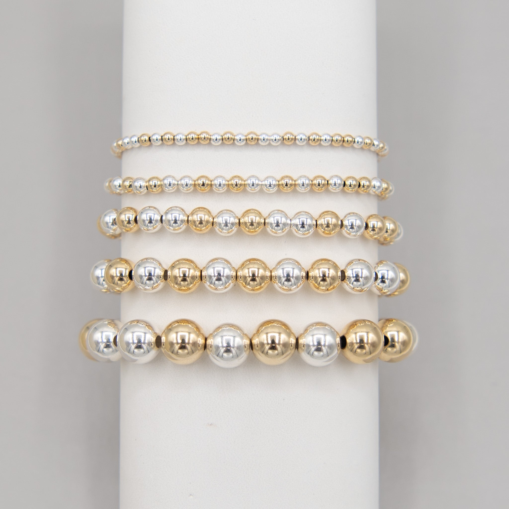 Polished Silver and Gold Beaded Bracelet w/ 14kt Gold Filled store Magnetic Closure