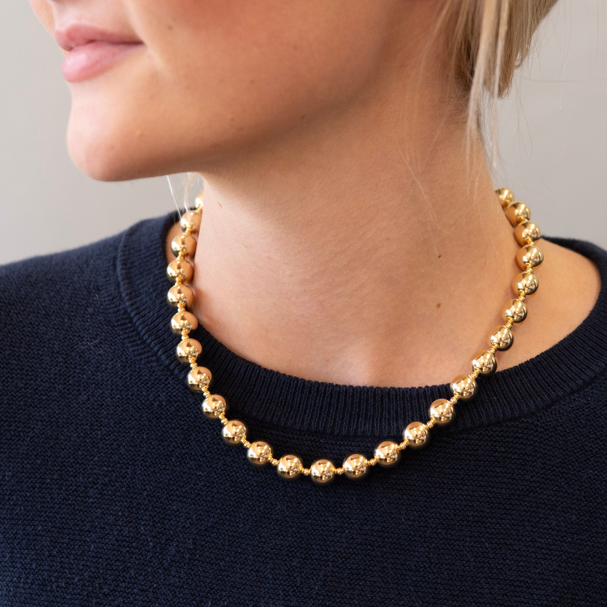 10mm 14k Gold Filled Alternating Beaded Lux Necklace