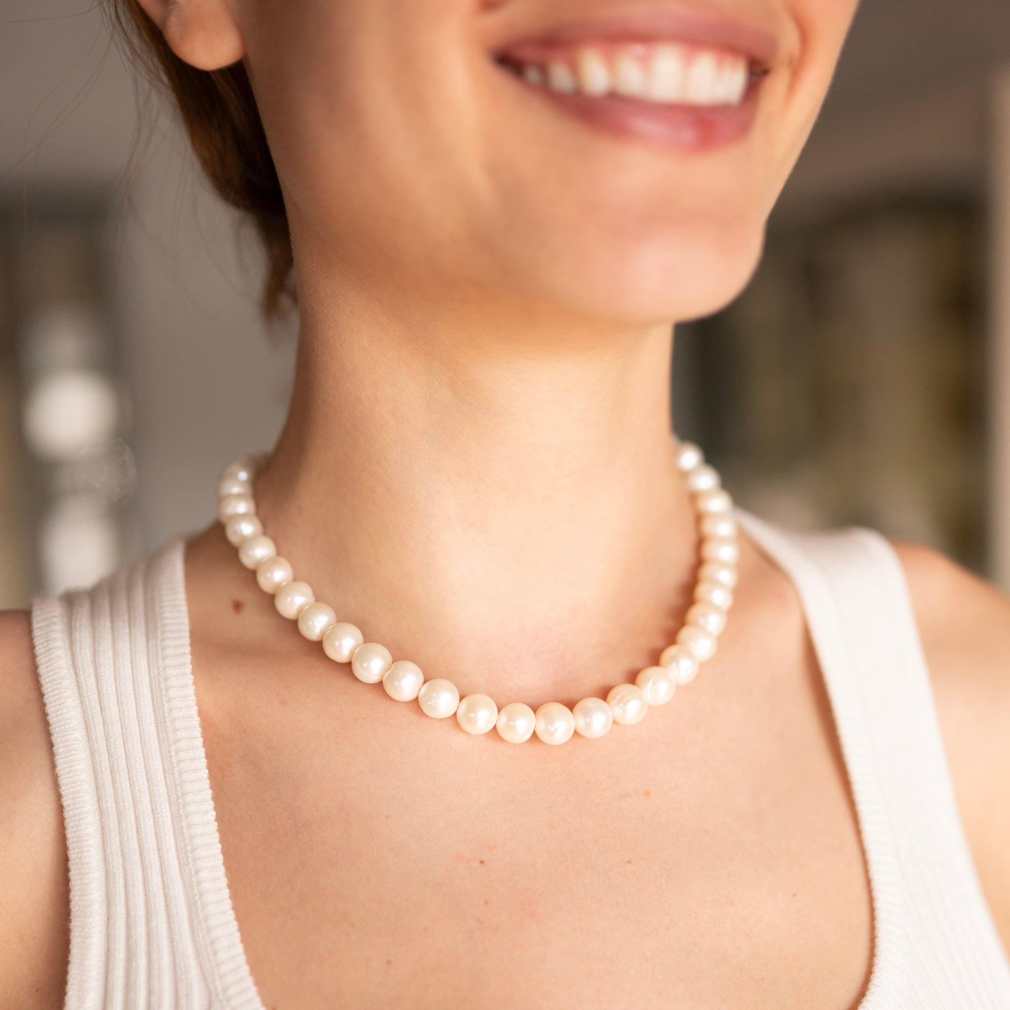 10mm Freshwater Pearl Beaded Necklace