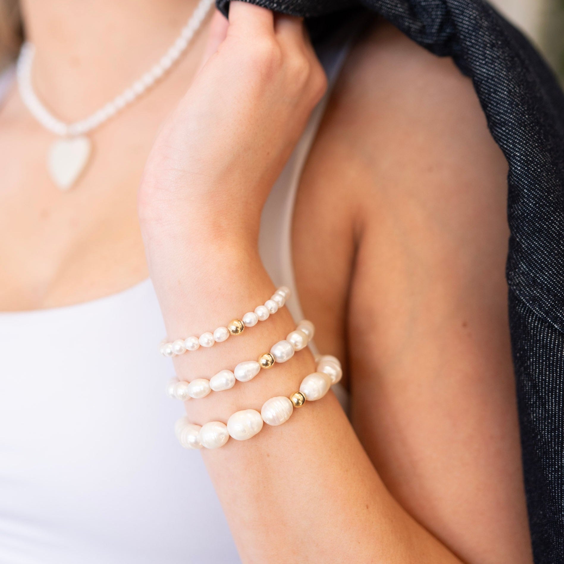 10mm Freshwater Pearl Oval Beaded Bracelet