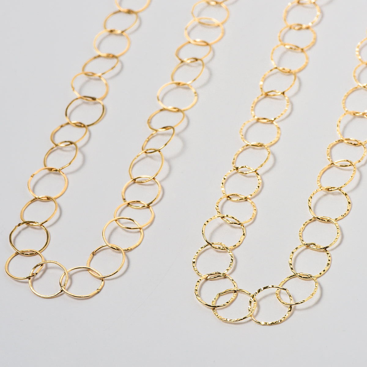 14k Gold Filled 13mm Hammered Long Chain