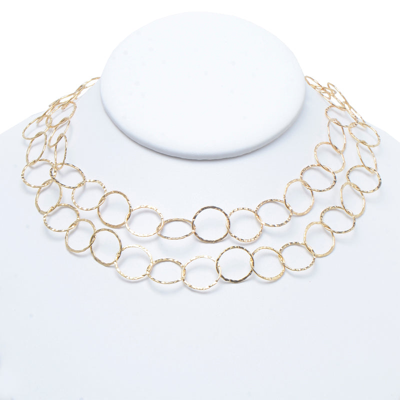 14k Gold Filled 13mm Hammered Long Chain - Jewel Ya