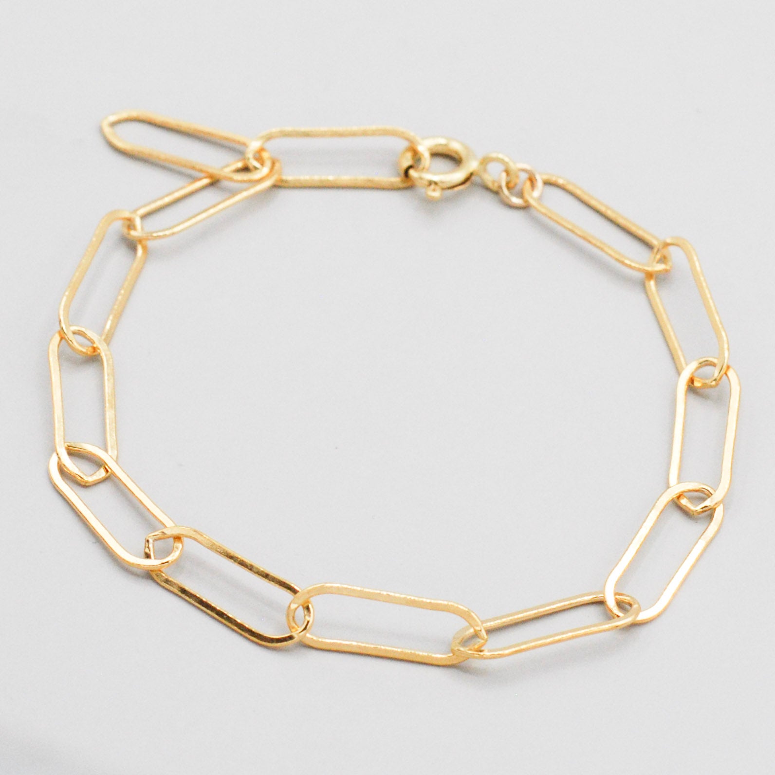14K Gold Filled Extra Large Paper Clip Chain Bracelet - Jewel Ya