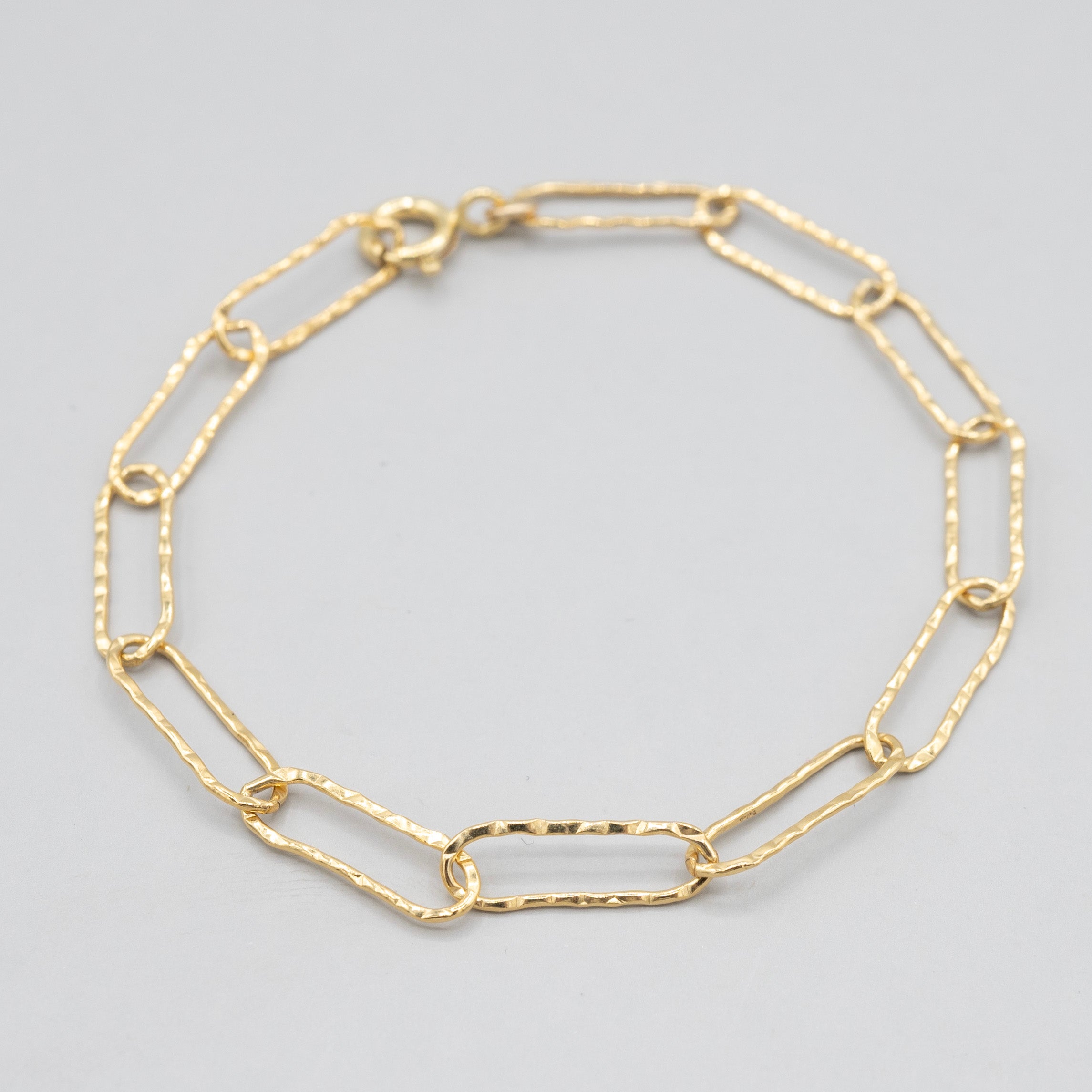 Extra Large Hammered Paper Clip Chain Bracelet - Jewel Ya