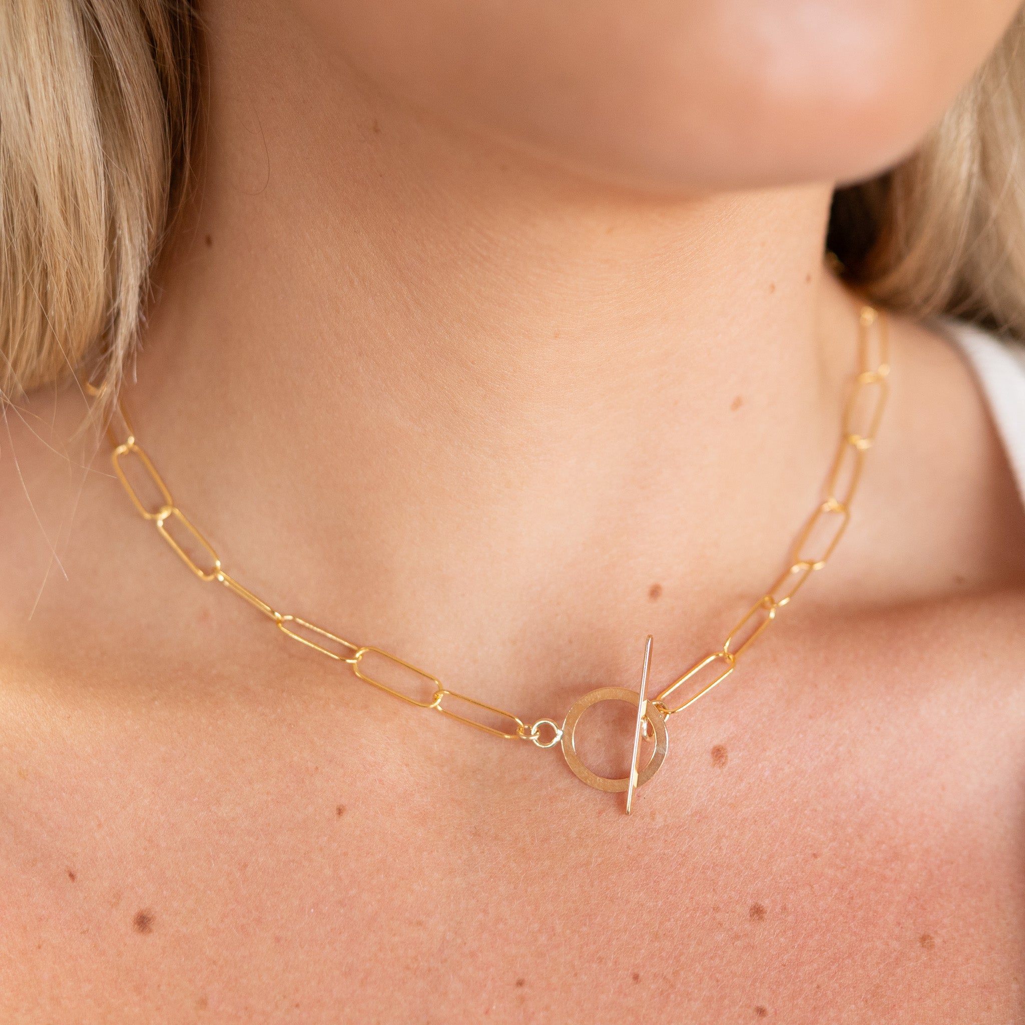 14k Gold Filled Extra Large Paper Clip Toggle Necklace - Jewel Ya