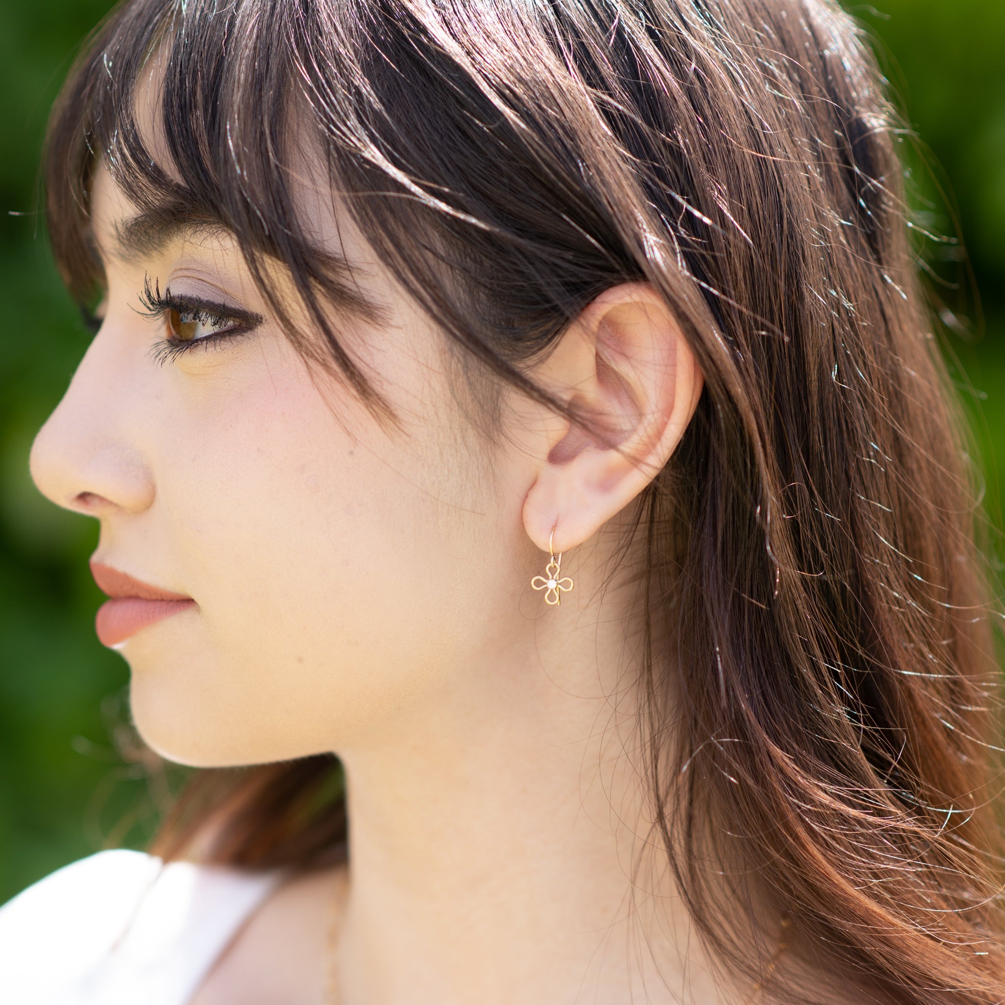 14k Gold Filled Flower Cubic Zirconia Earrings - Jewel Ya