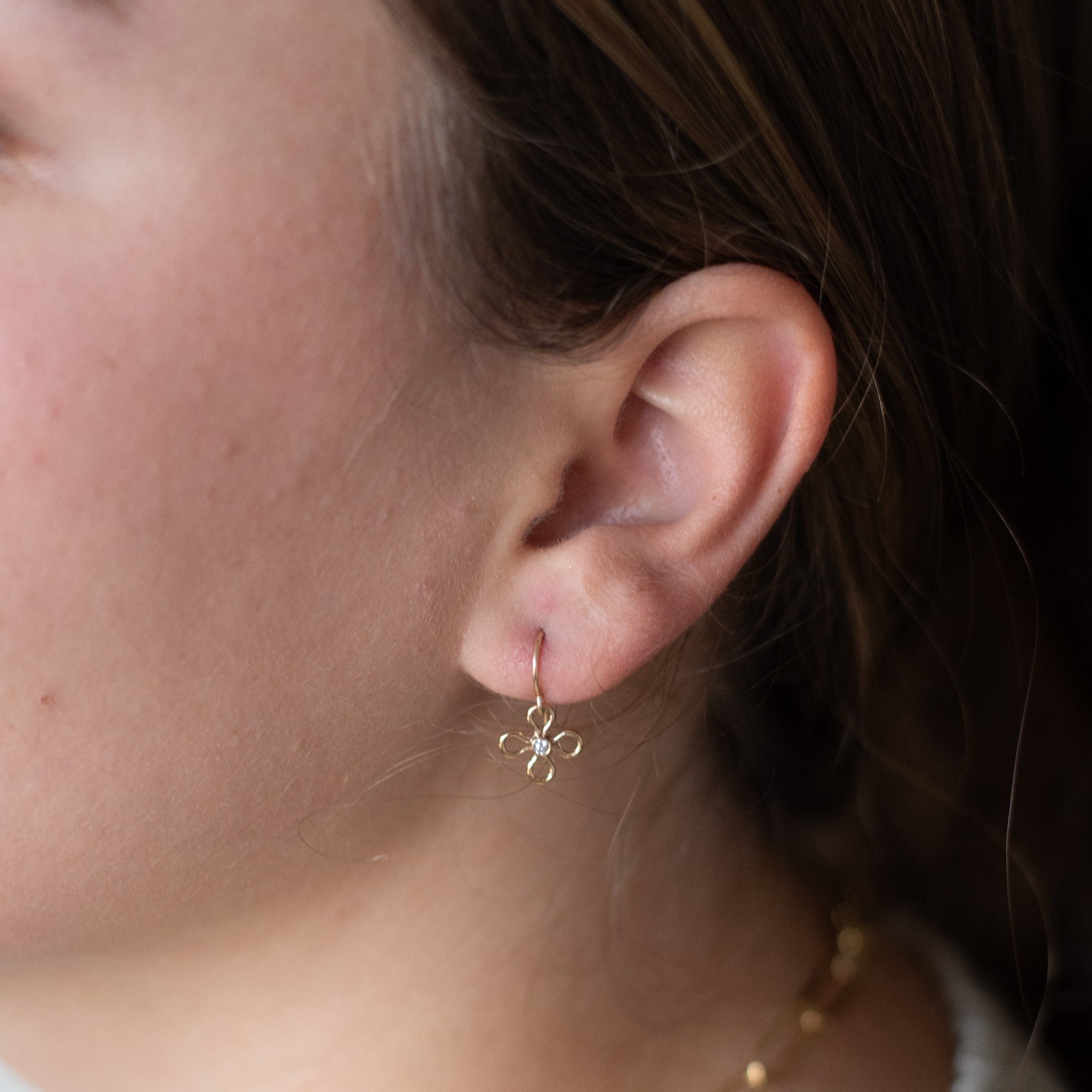 14k Gold Filled Flower Cubic Zirconia Earrings - Jewel Ya