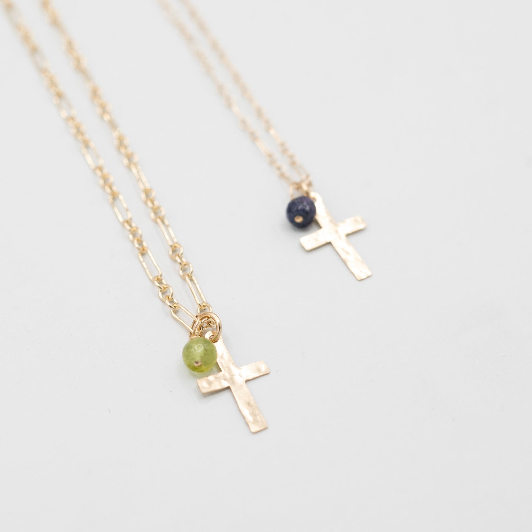 14k Gold Filled Cross & Birthstone Necklace
