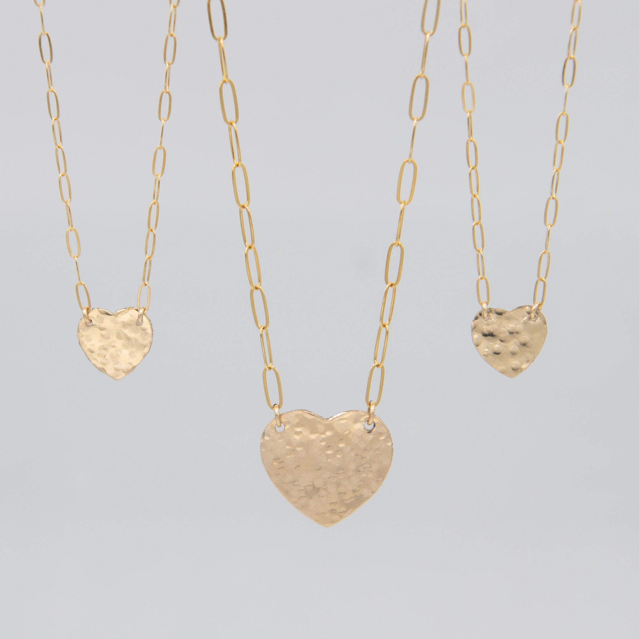 14k Gold Filled Petite Hammered Heart Necklace