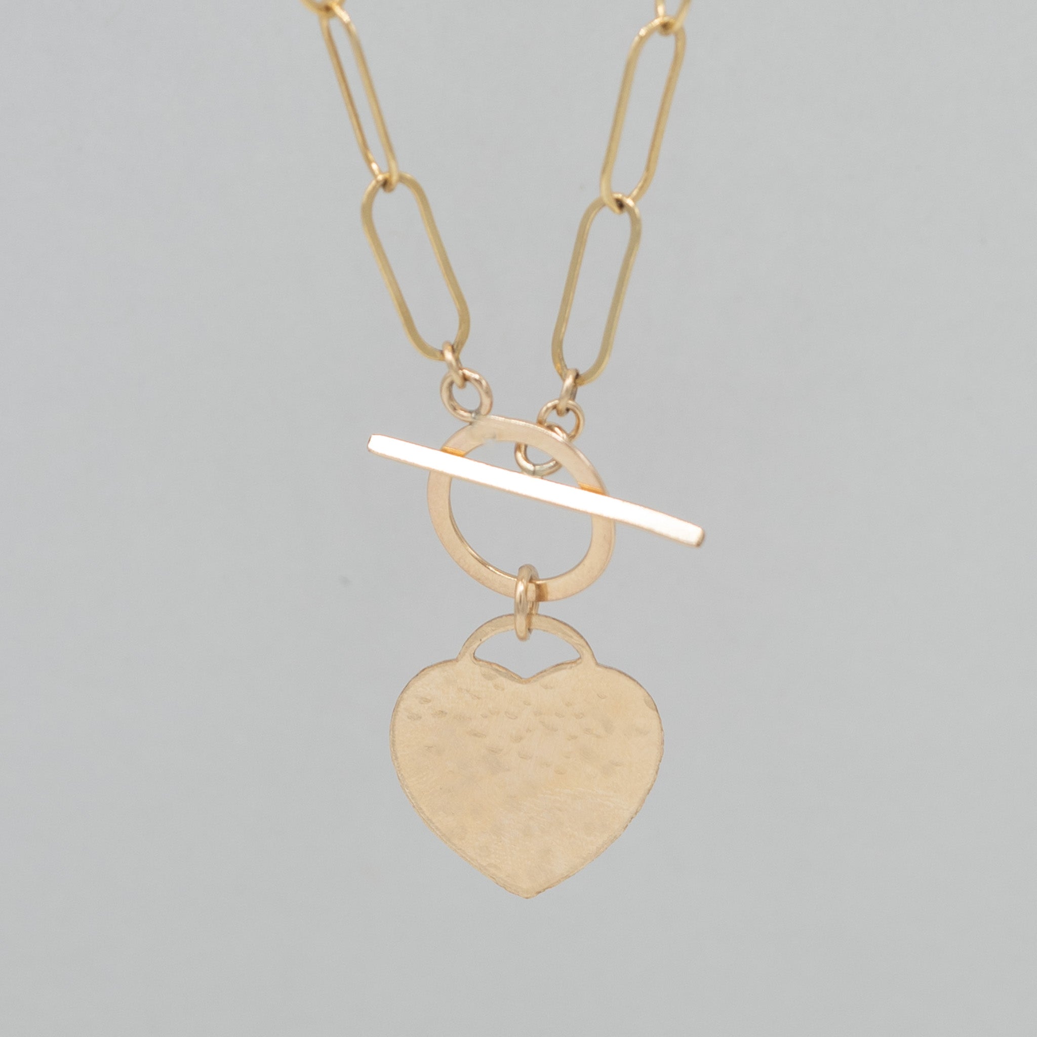 XL 14k Gold Filled Heart Toggle Necklace - Jewel Ya