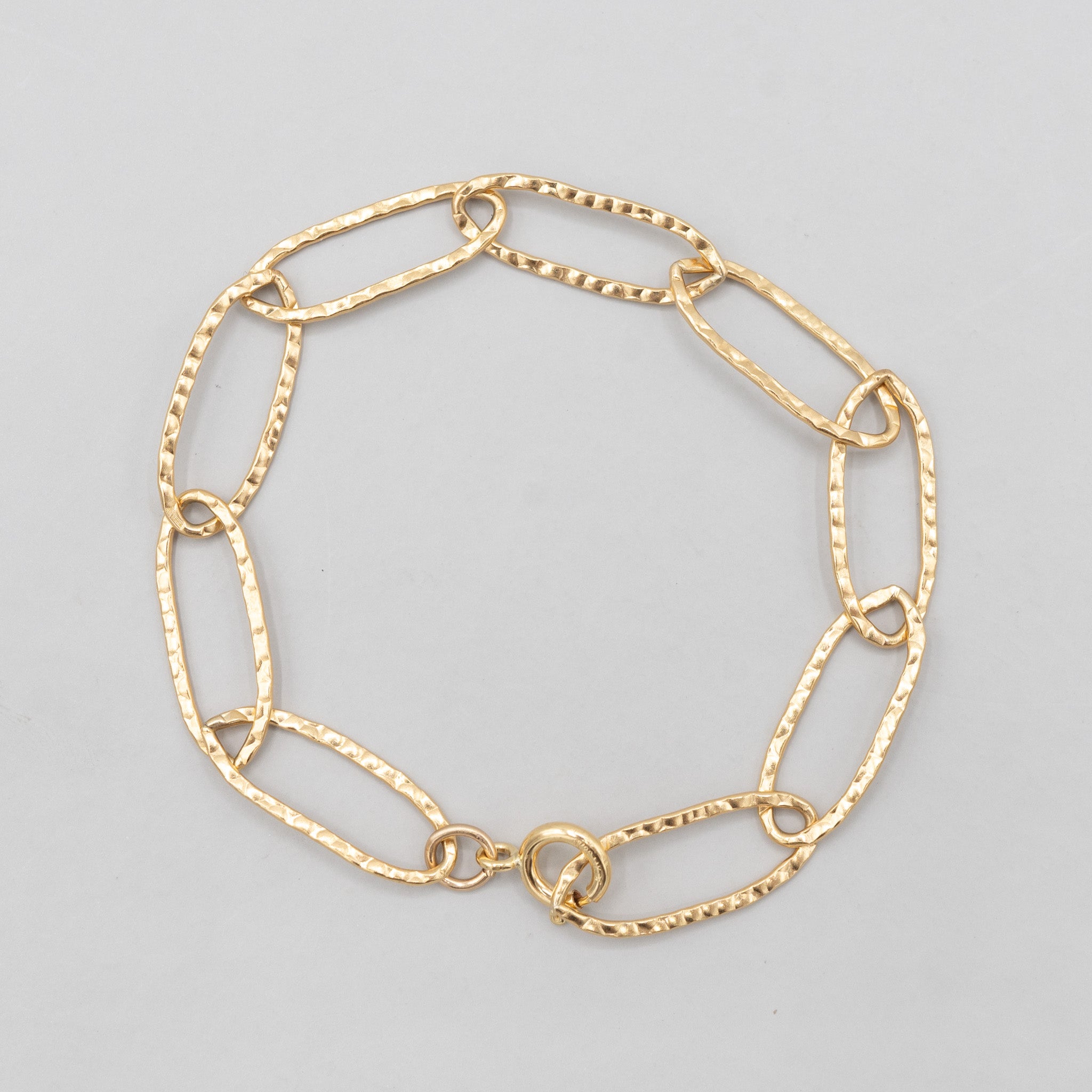 14k Gold Filled Heavy Hammered Chain Link Bracelet - Jewel Ya