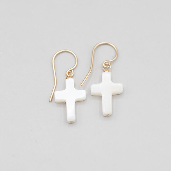 Mother of Pearl Cross Earrings