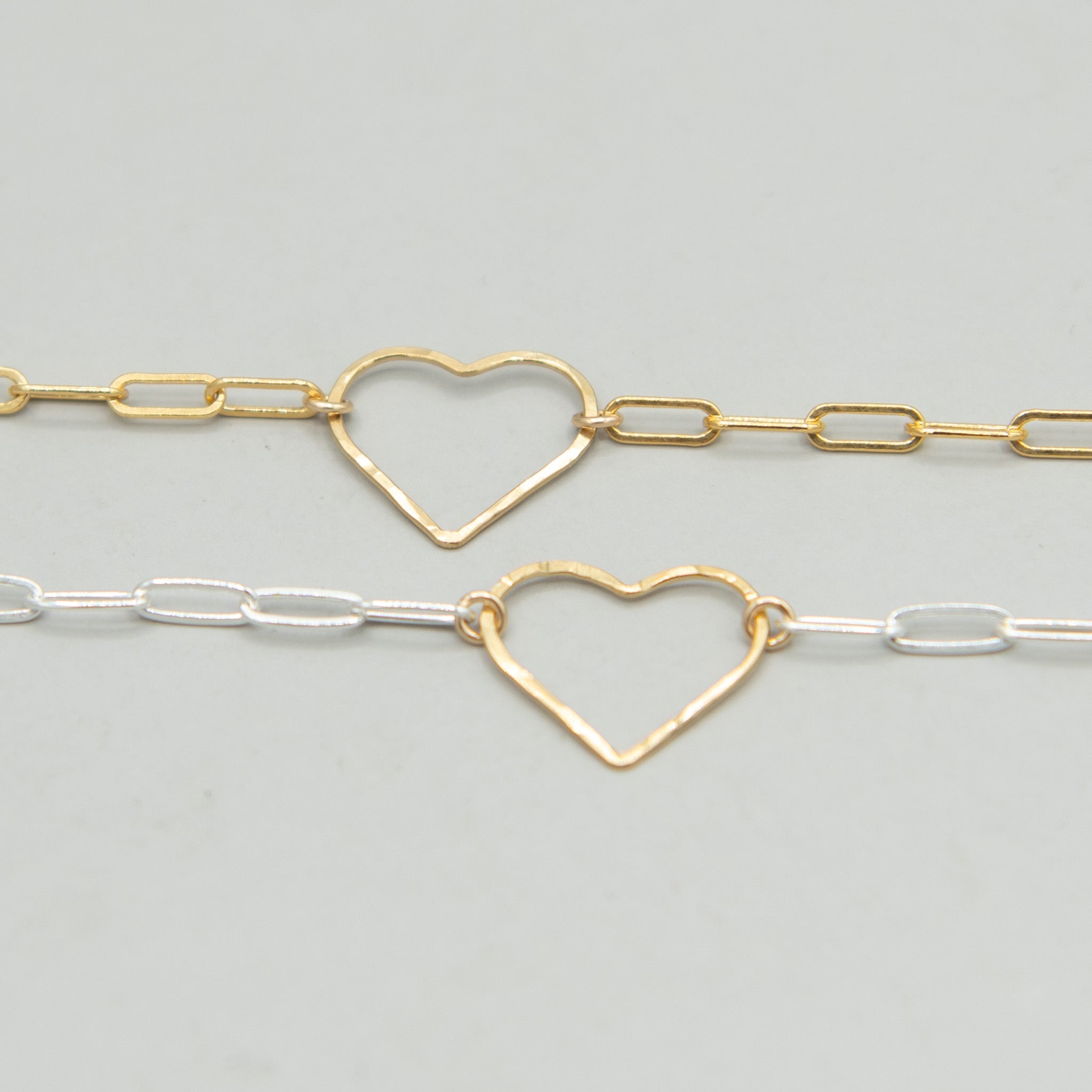 14k Gold Filled Paper Clip Heart Link Bracelet