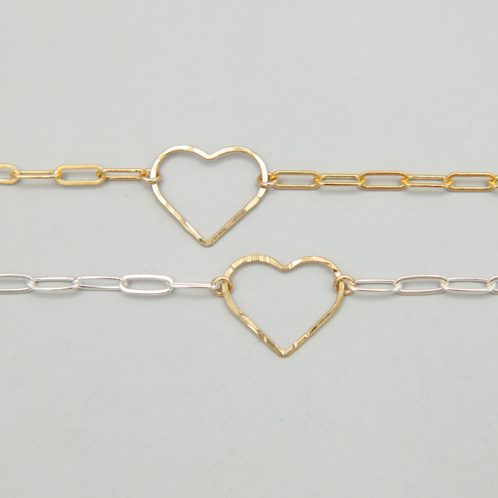 14k Gold Filled Paper Clip Heart Link Bracelet