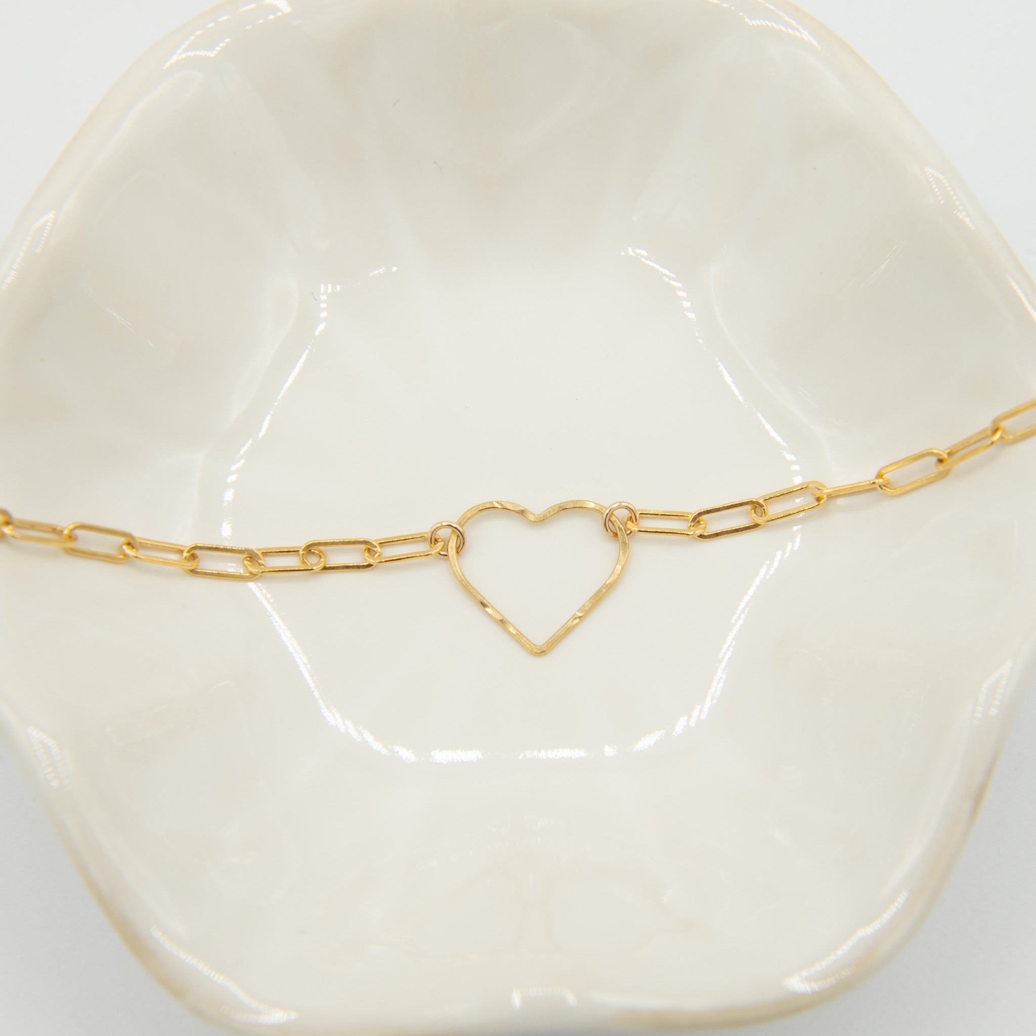 14k Gold Filled Paper Clip Heart Link Bracelet