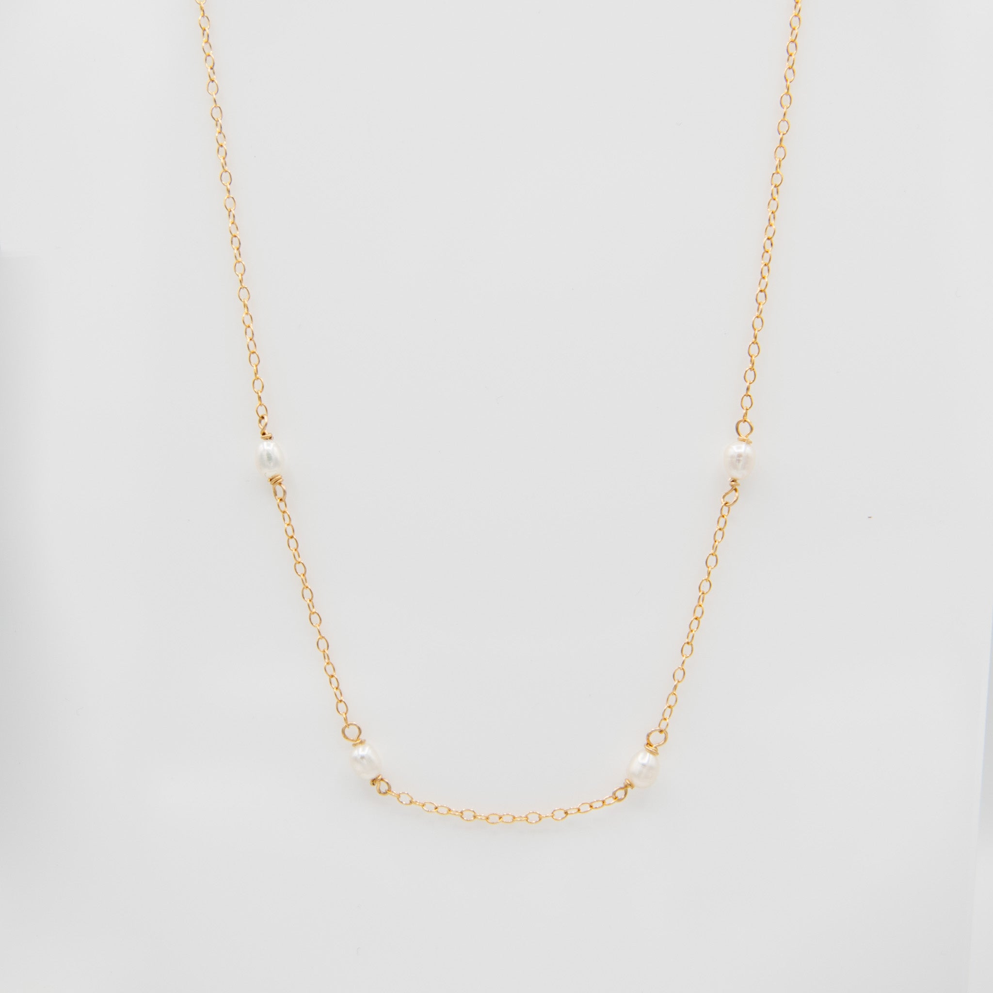 14k Gold Filled Petite Freshwater Pearl Station Necklace