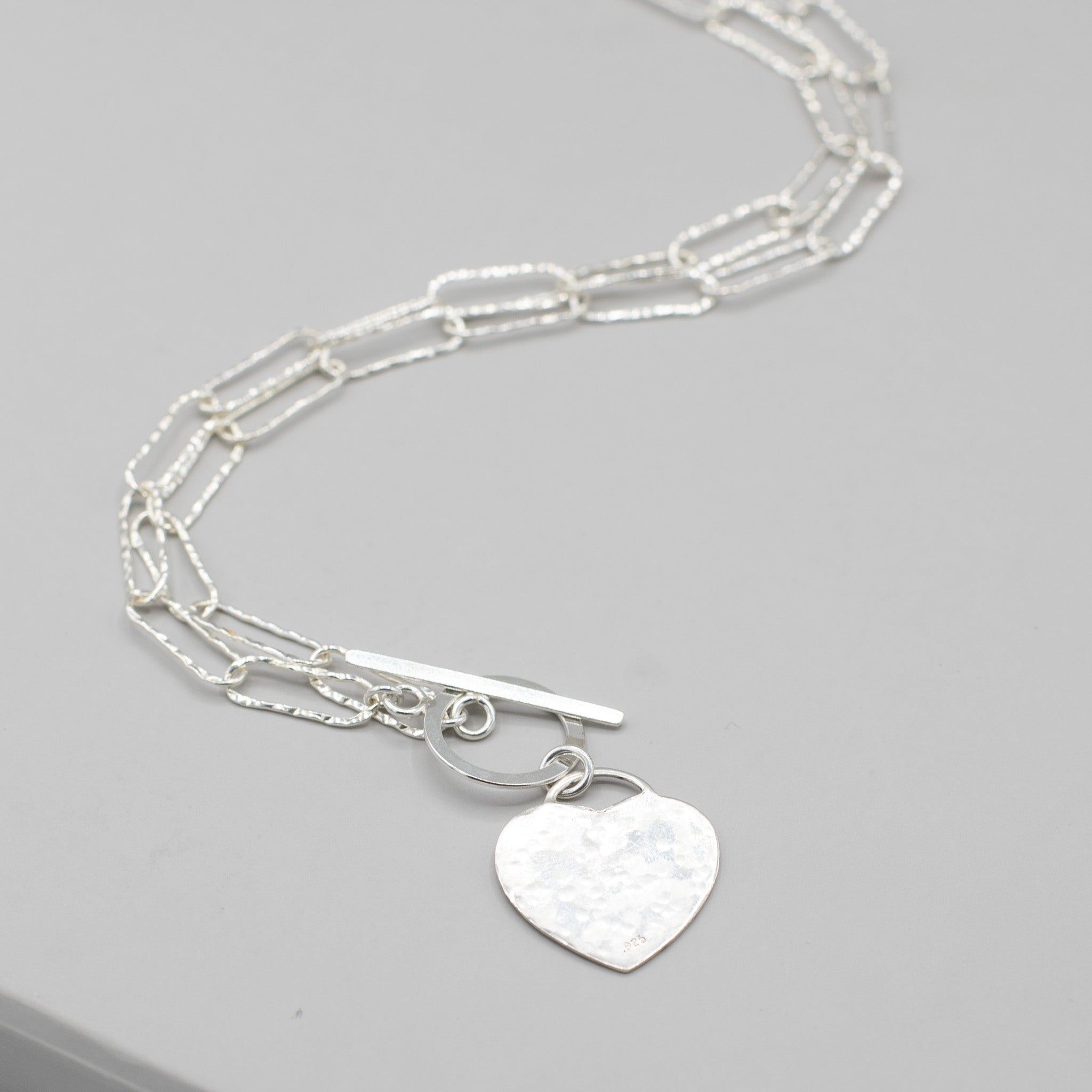 XL Sterling Silver Toggle Heart Necklace